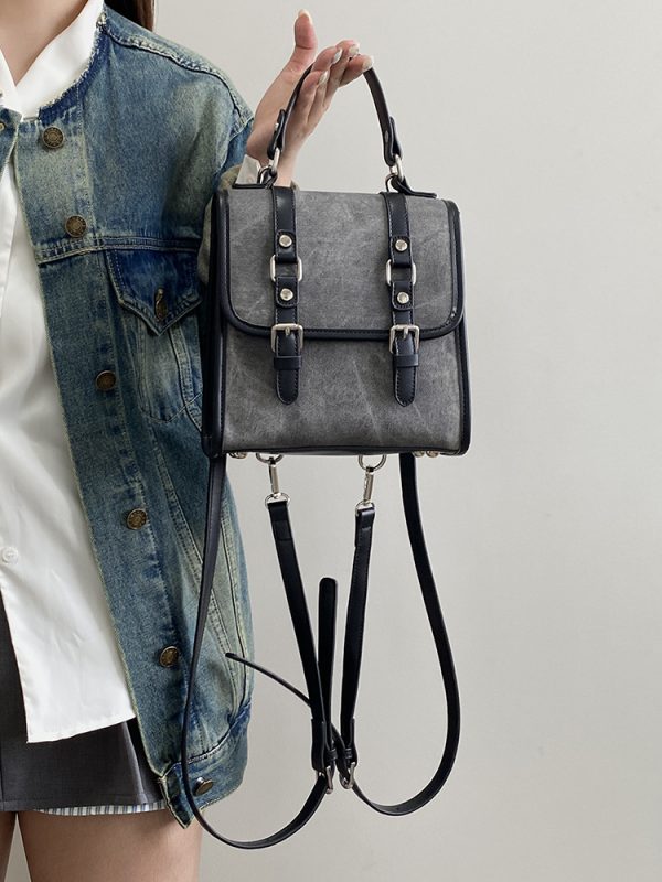 Korean Retro Women's Tote Bag - Versatile Dual-Use Small Backpack for College Style - 2025 Niche Design
