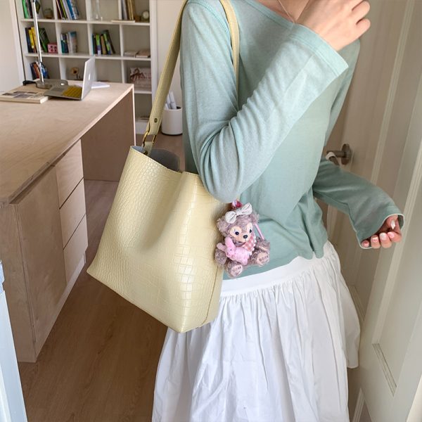 Korean-Style Crocodile Pattern Versatile Shoulder Bag for Women - 2025 Summer High-End Crossbody Bucket Bag