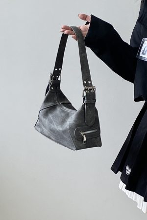 Korean Style Denim Underarm Bag for Women - Niche Design Handheld Motorcycle Small Shoulder Bag 2025 Fashion Trend
