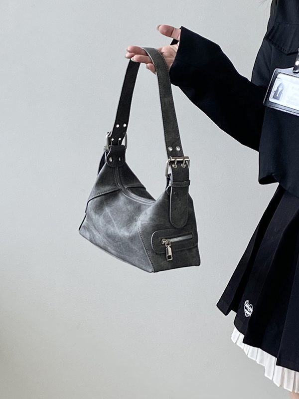 Korean Style Denim Underarm Bag for Women - Niche Design Handheld Motorcycle Small Shoulder Bag 2025 Fashion Trend