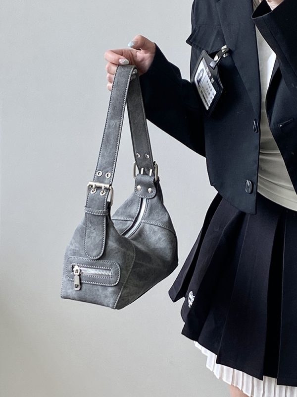 Korean Style Denim Underarm Bag for Women - Niche Design Handheld Motorcycle Small Shoulder Bag 2025 Fashion Trend