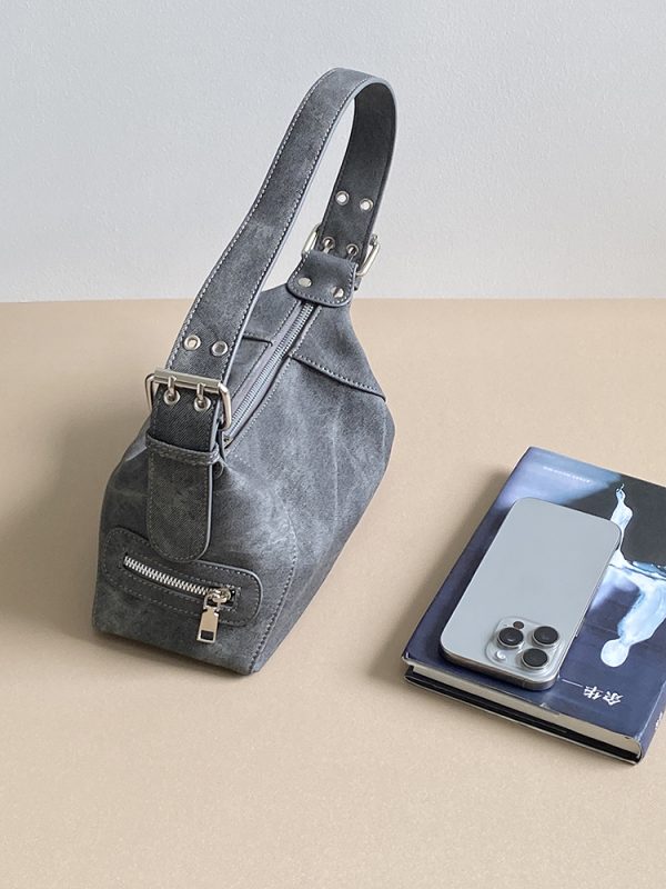 Korean Style Denim Underarm Bag for Women - Niche Design Handheld Motorcycle Small Shoulder Bag 2025 Fashion Trend