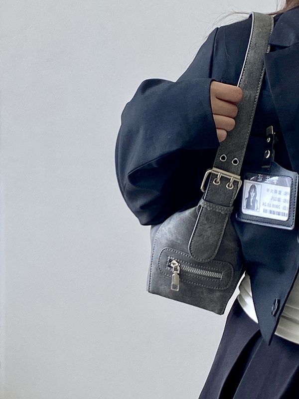 Korean Style Denim Underarm Bag for Women - Niche Design Handheld Motorcycle Small Shoulder Bag 2025 Fashion Trend