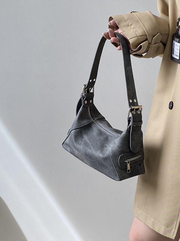 Korean Style Denim Underarm Bag for Women - Niche Design Handheld Motorcycle Small Shoulder Bag 2025 Fashion Trend