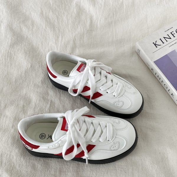 Korean Style Green Apple Training Shoes for Women - 2025 Casual White Sneakers, Versatile A-Gan Board Shoes