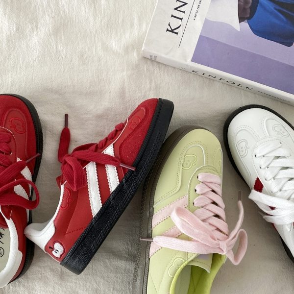 Korean Style Green Apple Training Shoes for Women - 2025 Casual White Sneakers, Versatile A-Gan Board Shoes