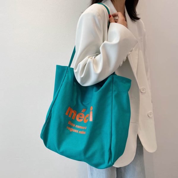 Korean Style Harajuku Canvas Tote Bag for Women, 2025 Large Capacity Simple Japanese Design, Versatile Shoulder Bag
