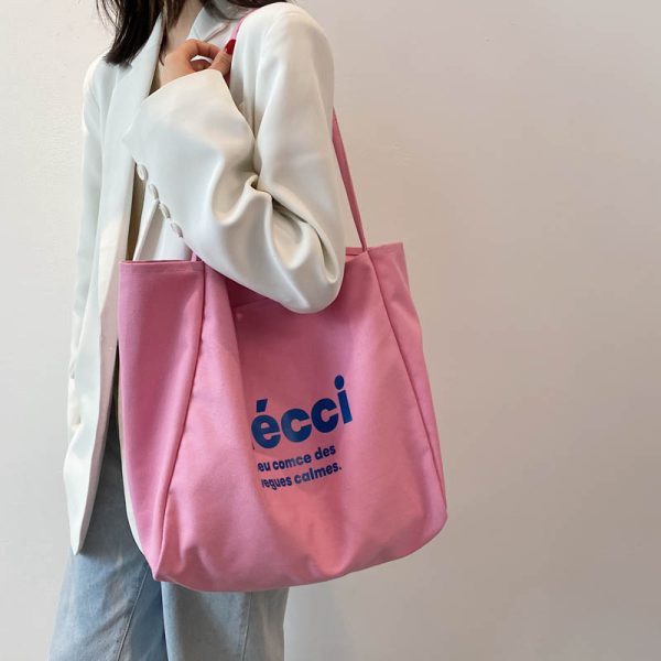 Korean Style Harajuku Canvas Tote Bag for Women, 2025 Large Capacity Simple Japanese Design, Versatile Shoulder Bag