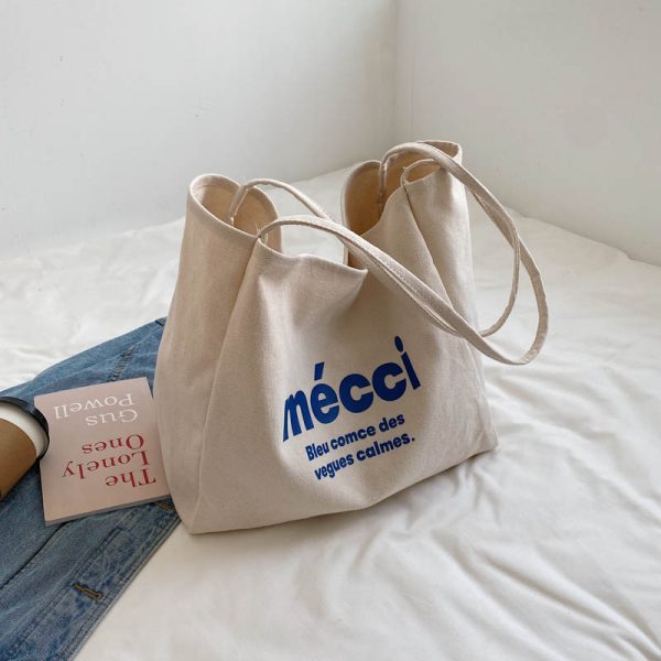 Korean Style Harajuku Canvas Tote Bag for Women, 2025 Large Capacity Simple Japanese Design, Versatile Shoulder Bag