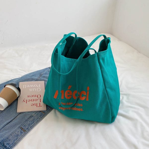 Korean Style Harajuku Canvas Tote Bag for Women, 2025 Large Capacity Simple Japanese Design, Versatile Shoulder Bag