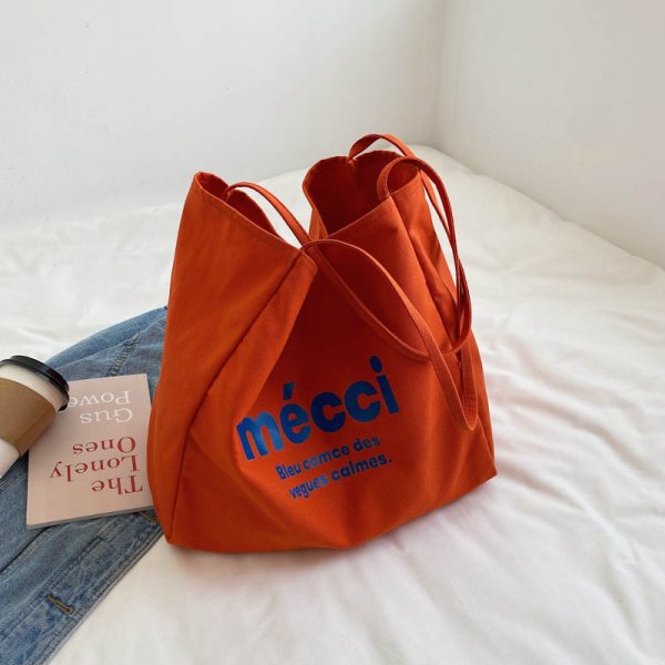 Korean Style Harajuku Canvas Tote Bag for Women, 2025 Large Capacity Simple Japanese Design, Versatile Shoulder Bag