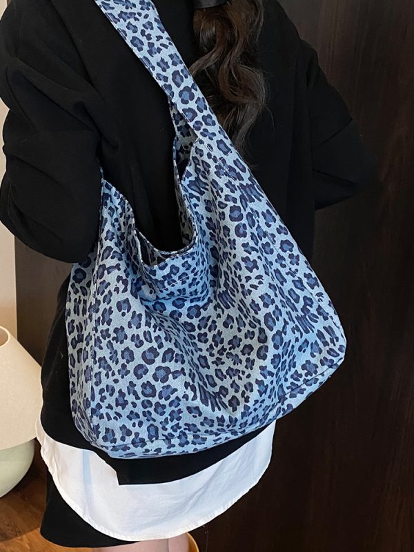 Korean Style High-End Leopard Print Shoulder Bag for Women - 2025 Summer Large Capacity Commuting Tote Bag