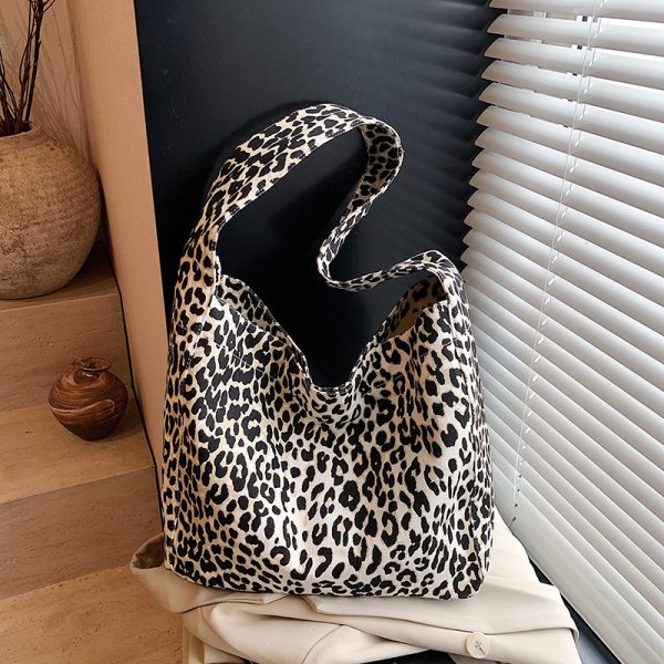 Korean Style High-End Leopard Print Shoulder Bag for Women - 2025 Summer Large Capacity Commuting Tote Bag