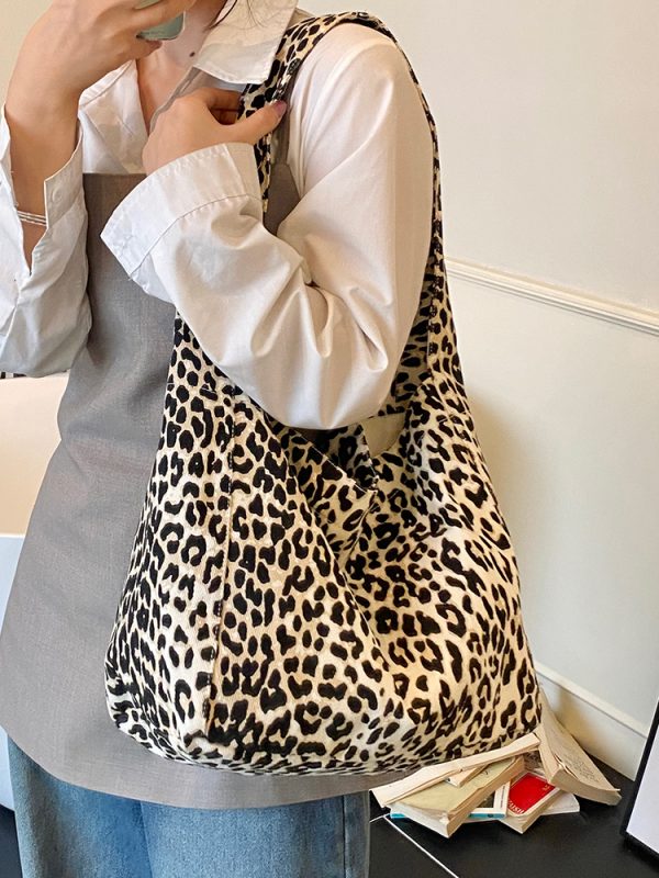 Korean Style High-End Leopard Print Shoulder Bag for Women - 2025 Summer Large Capacity Commuting Tote Bag