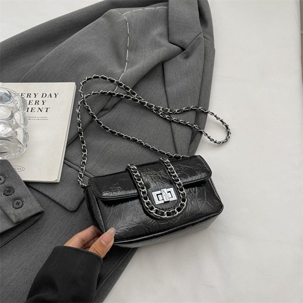 Korean Style High-End Silver Handbag for Women - Laser Cut Small Square Crossbody Bag with Chain Shoulder Strap, Spring/Summer 2025