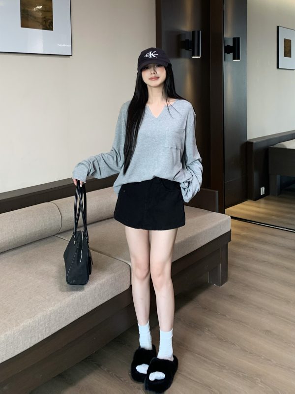 Korean Style High Waist White A-Line Denim Skirt Shorts for Women - Slimming, Versatile Summer Fashion with Pockets