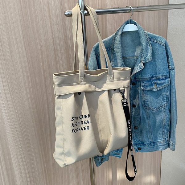 Korean Style Large Capacity Canvas Shoulder Bag for Women - Versatile Casual Tote for Students, Perfect for Class and Everyday Use