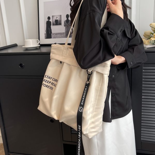 Korean Style Large Capacity Canvas Shoulder Bag for Women - Versatile Casual Tote for Students, Perfect for Class and Everyday Use