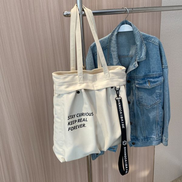 Korean Style Large Capacity Canvas Shoulder Bag for Women - Versatile Casual Tote for Students, Perfect for Class and Everyday Use