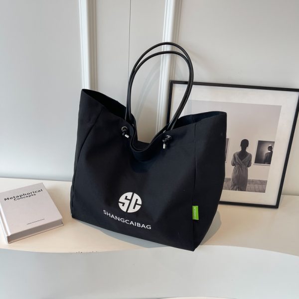 Korean Style Large Capacity Canvas Tote Bag for Women - Fashionable Portable Shopping & Casual Commuting Shoulder Bag