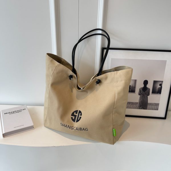 Korean Style Large Capacity Canvas Tote Bag for Women - Fashionable Portable Shopping & Casual Commuting Shoulder Bag