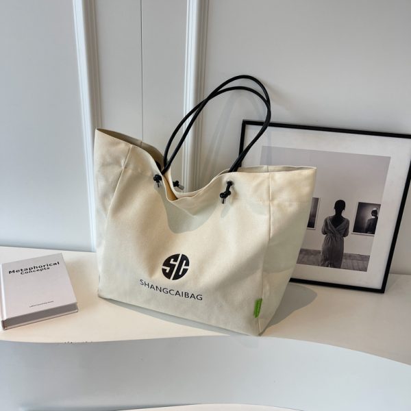 Korean Style Large Capacity Canvas Tote Bag for Women - Fashionable Portable Shopping & Casual Commuting Shoulder Bag