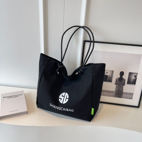 Korean Style Large Capacity Canvas Tote Bag for Women - Fashionable Portable Shopping & Casual Commuting Shoulder Bag