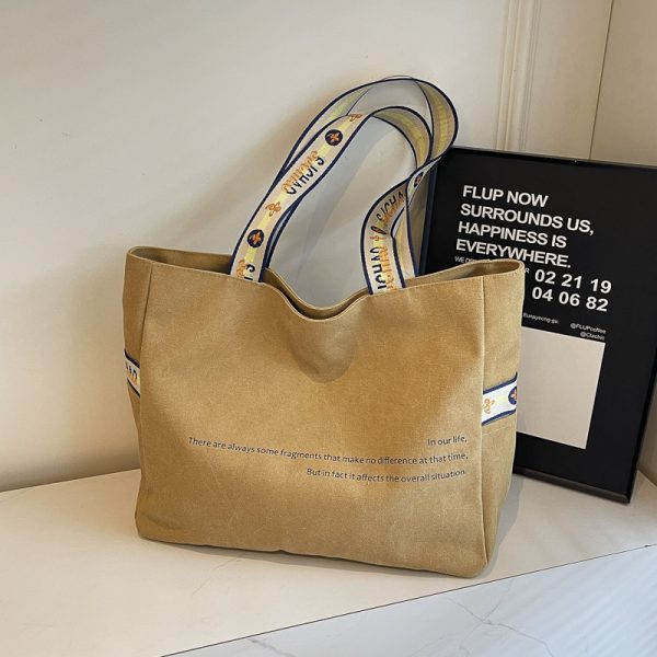 Korean-Style Large Capacity Canvas Tote Bag for Women, 2025 New Model, Perfect for Short Trips and Commuting