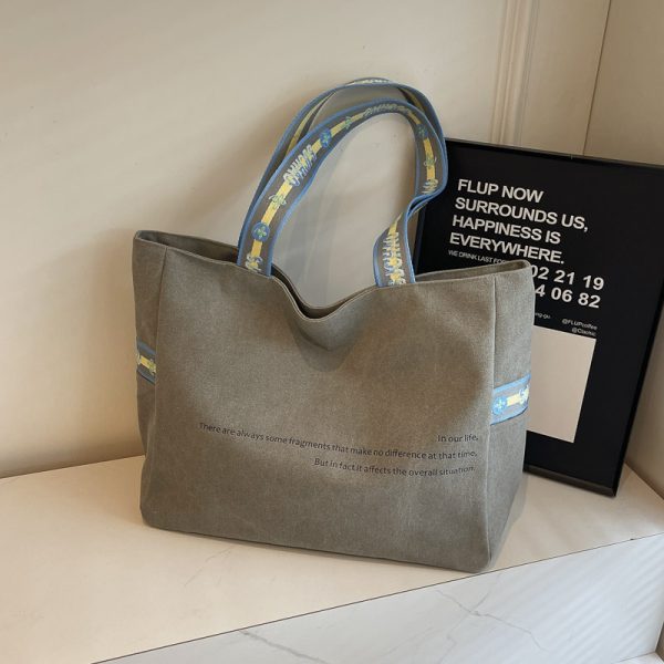 Korean-Style Large Capacity Canvas Tote Bag for Women, 2025 New Model, Perfect for Short Trips and Commuting