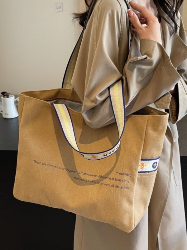 Korean-Style Large Capacity Canvas Tote Bag for Women, 2025 New Model, Perfect for Short Trips and Commuting
