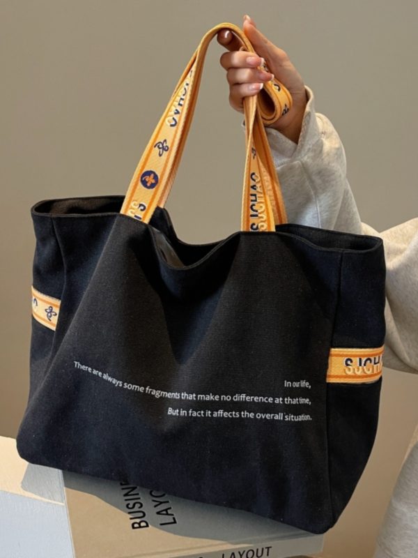 Korean-Style Large Capacity Canvas Tote Bag for Women, 2025 New Model, Perfect for Short Trips and Commuting