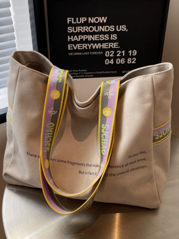 Korean-Style Large Capacity Canvas Tote Bag for Women, 2025 New Model, Perfect for Short Trips and Commuting