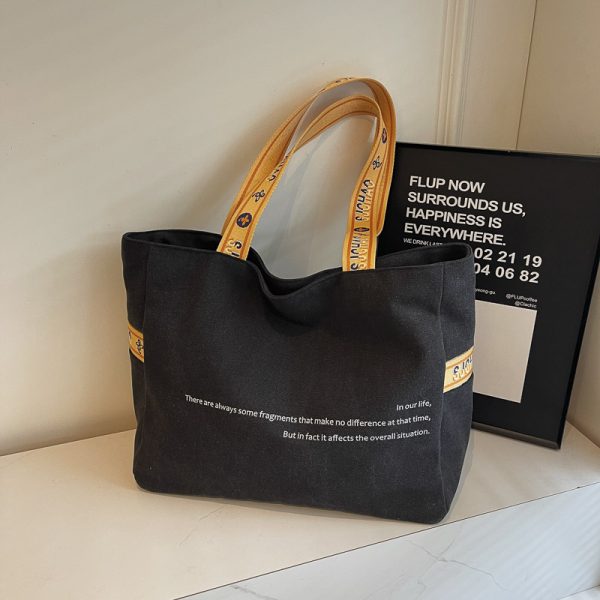 Korean-Style Large Capacity Canvas Tote Bag for Women, 2025 New Model, Perfect for Short Trips and Commuting
