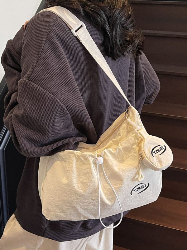 Korean Style Large Capacity Tote Bag - Trendy Nylon Dumpling Shoulder Bag for Casual Spring 2025 Fashion