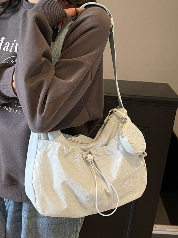Korean Style Large Capacity Tote Bag - Trendy Nylon Dumpling Shoulder Bag for Casual Spring 2025 Fashion