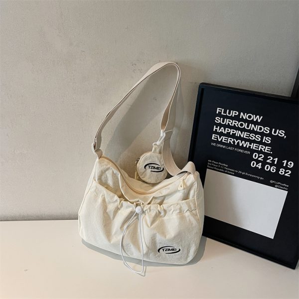 Korean Style Large Capacity Tote Bag - Trendy Nylon Dumpling Shoulder Bag for Casual Spring 2025 Fashion