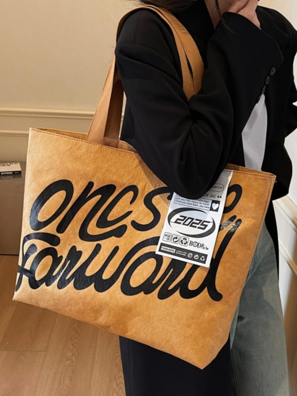 Korean-Style Large Capacity Tote Bag for Women - 2025 DuPont Paper Shoulder Bag for Class and Commuting