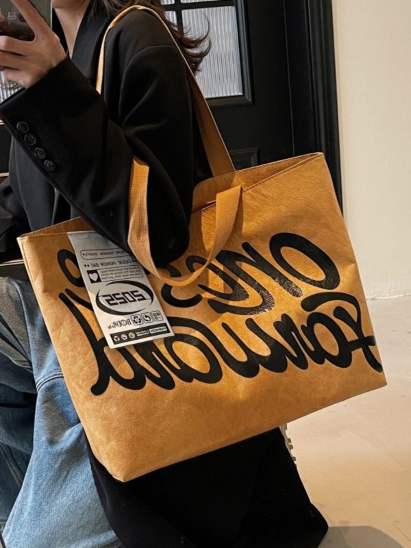 Korean-Style Large Capacity Tote Bag for Women - 2025 DuPont Paper Shoulder Bag for Class and Commuting