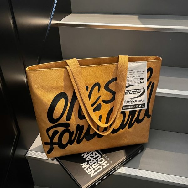 Korean-Style Large Capacity Tote Bag for Women - 2025 DuPont Paper Shoulder Bag for Class and Commuting