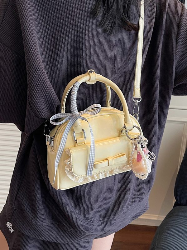 Korean-Style Minimalist Bow Single-Shoulder Crossbody Bag for Women - 2025 Summer High-End Small Square Commuter Bag