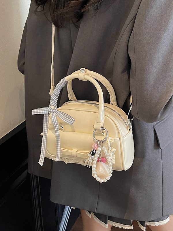 Korean-Style Minimalist Bow Single-Shoulder Crossbody Bag for Women - 2025 Summer High-End Small Square Commuter Bag