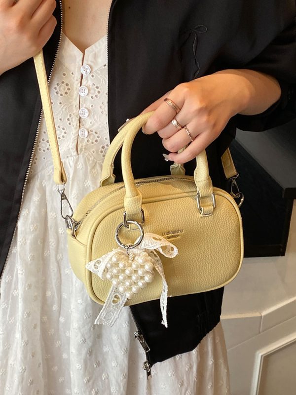 Korean-Style Minimalist Casual Tote Bag for Women - Small Square Crossbody Bowling Bag for Summer 2025