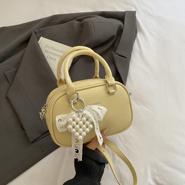 Korean-Style Minimalist Casual Tote Bag for Women - Small Square Crossbody Bowling Bag for Summer 2025