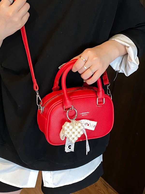 Korean-Style Minimalist Casual Tote Bag for Women - Small Square Crossbody Bowling Bag for Summer 2025
