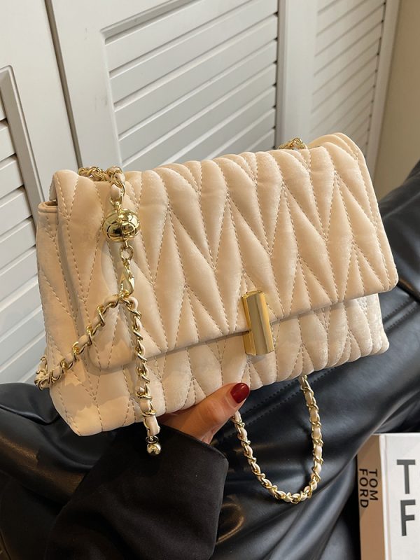 Korean-Style Minimalist Casual Women's Diamond-Patterned Small Square Bag - High-End Niche Shoulder Bag for Spring/Summer 2025
