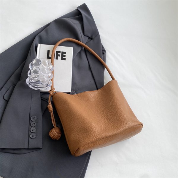 Korean-Style Minimalist Large-Capacity Tote Bag for Women, 2025 Trendy Lychee Pattern Underarm Handbag