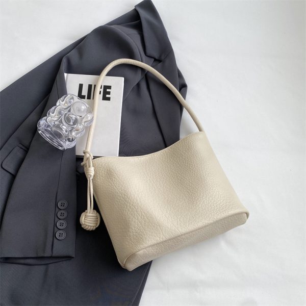 Korean-Style Minimalist Large-Capacity Tote Bag for Women, 2025 Trendy Lychee Pattern Underarm Handbag