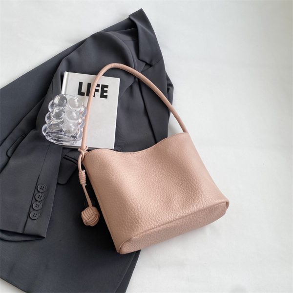 Korean-Style Minimalist Large-Capacity Tote Bag for Women, 2025 Trendy Lychee Pattern Underarm Handbag