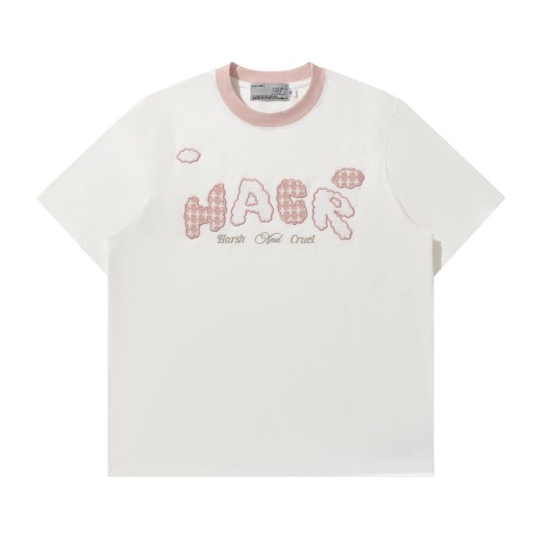 Korean Style Playful Cloud Patch T-Shirt - Cool Feeling Sorona Fabric Couple Tee for Summer Fashion