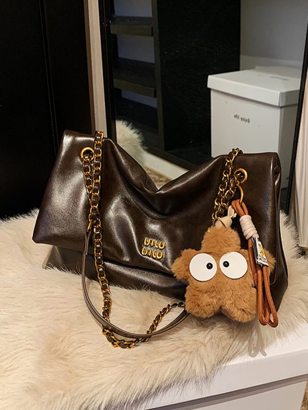 Korean-Style Retro Oil Wax Leather Shoulder Bag for Women - High-Quality Commuter Fashion for Autumn/Winter 2025